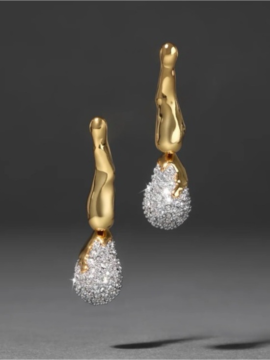 Alexis Bittar Jewelry - NEW Alexis Bittar Solanales Gold Plated Crystal Dewdrop Earrings Gold Clear JL31